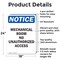 Signmission Mechanical Room No Unauthorized Access OSHA Notice Sign, Aluminum, 18in W x 24in L, 2PK OS-2PACK-NS-A-1824-V-15950 - alternate 6